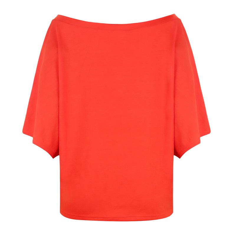 Летняя женская футболка, свободная футболка с принтом на одно плечо и летучей мышью