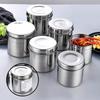1/3Pcs 201 Stainless Steel Food Storage Container with Lid Sealed Tea Canteen Home Organizer Sundries Storage Box - Kitchen Jar
