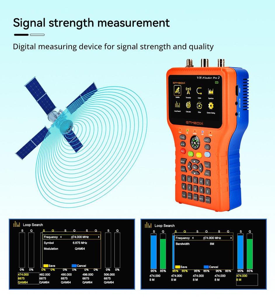 Gtmedia V8 Finder PRO 2 Satellite Finder Цифровой детектор спутникового сигнала ATSC-C — оранжевый, вилка европейского стандарта