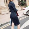 Women  Winter Office Slim Jeans Mid-Cuff Dress With Belt For Women  Jeans Dress