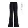 Women's Black High-Waist Flare Pants with Slit - New 2025 Spring/Autumn Slimming Style