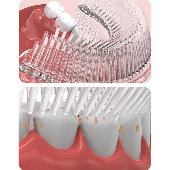 Головка зубной щетки U-образной формы, глубоко очищающая силиконовая мягкая электрическая зубная щетка на 360 градусов для детей