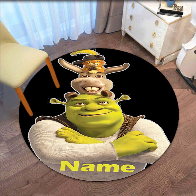 Custom Name Shrek Printed Round Rug Carpet Chair Rug Area Rug Entryway Doormats,for Office Chair Living Room Bedroom Kitchen Room.