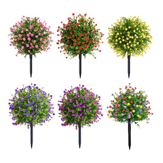 Искусственные топиарные шарообразные деревья, устойчивые к ультрафиолетовому излучению, искусственные растения с цветами, искусственные зеленые кустарники с шипами для украшения крыльца в помещении