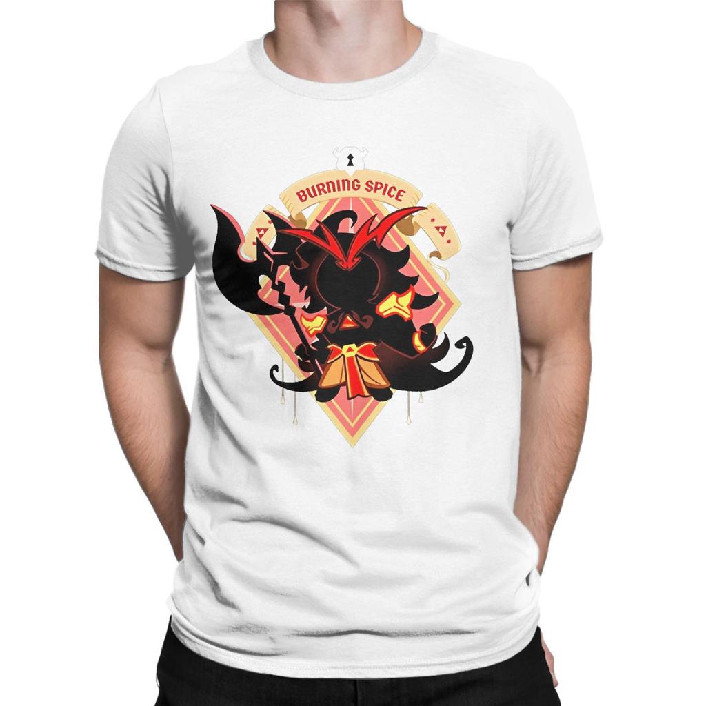 Новинка Cookie Run Kingdom Burning Spice Cookie Футболки Мужские хлопковые футболки с круглым вырезом Runner Game Футболки с коротким рукавом Печатный мерч