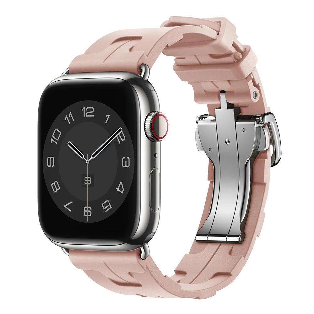 Ремешок Kilim Single Tour для Apple Watch 45 мм 44 мм 42 мм 41 мм 38 мм со складной застежкой, силиконовый браслет iWatch Ultra 2 49 мм