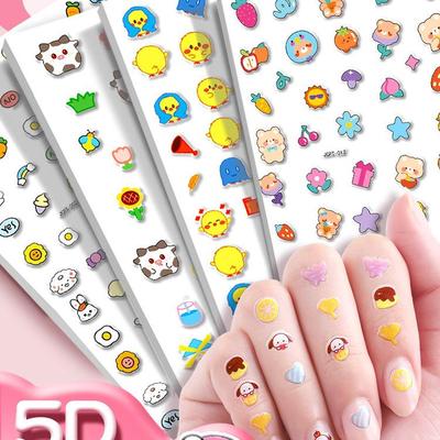 3D мультяшные рельефные наклейки для ногтей для детей - Водонепроницаемые наклейки для переодевания