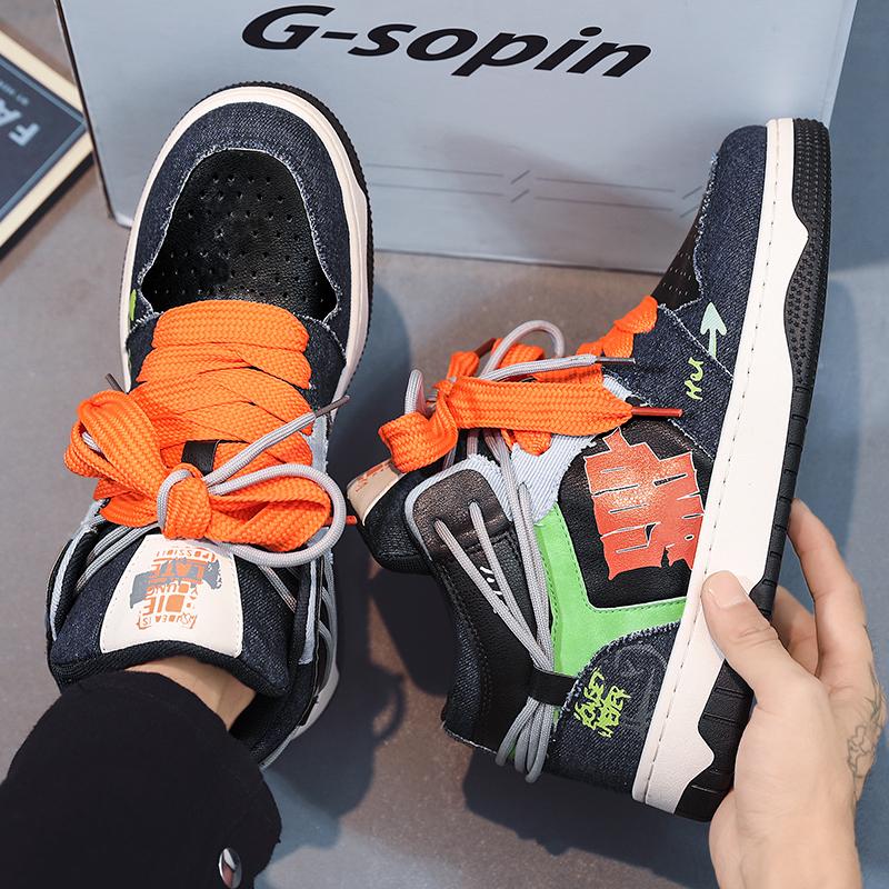 2024 Новые мужские повседневные спортивные туфли для осени и зимы, дизайнерские роскошные модные кожаные универсальные высокие туфли