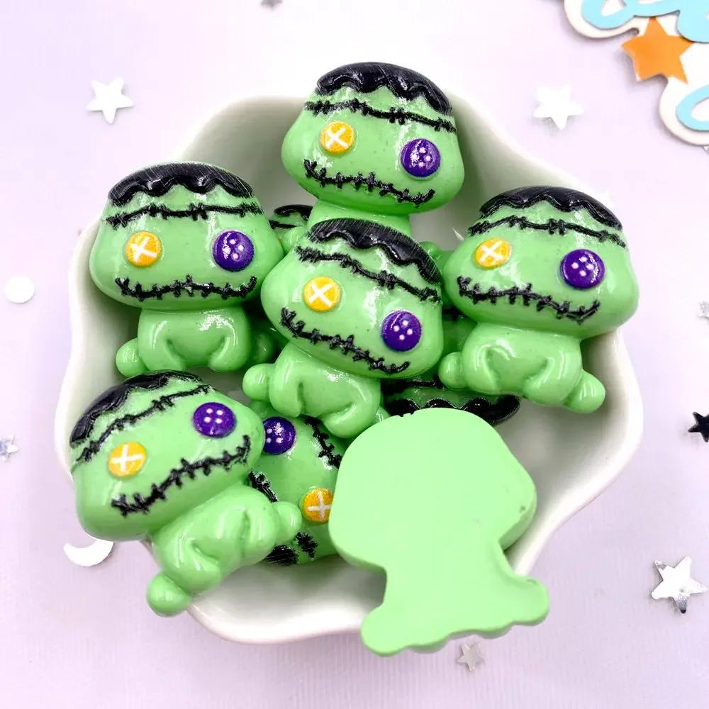 8 шт. смоляные красочные кавайные фигурки паука, летучей мыши, тыквы, медведя, призрака, черепа, плоские каменные фигурки, сделай сам, бант, украшение на Хэллоуин, альбом для вырезок