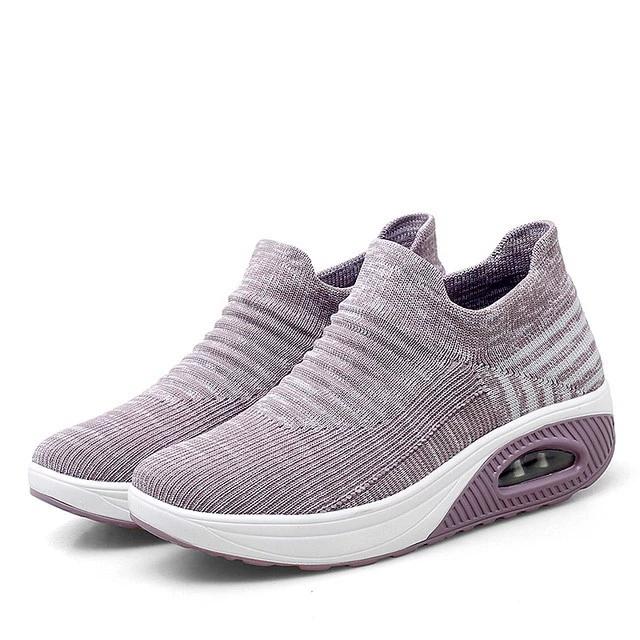 Женские кроссовки для ходьбы, сетчатые кроссовки для бега, модные кроссовки на платформе, слипоны, воздушная подушка, современные черные танцевальные туфли для спортзала