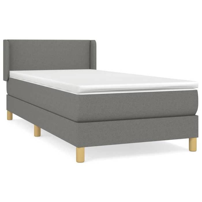 Lit - Maison Exclusive - 90x190 cm - Tête de lit réglable - Matelas à ressorts ensachés - Gris foncé