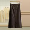 DU's Ace High-Waisted Korean A-Line Leather Midi Skirt - Autumn Collection
