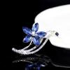 Creative Blue Crystal Flower Brooch With Diamonds Exquisite Fashion Pin Clothing Brooch