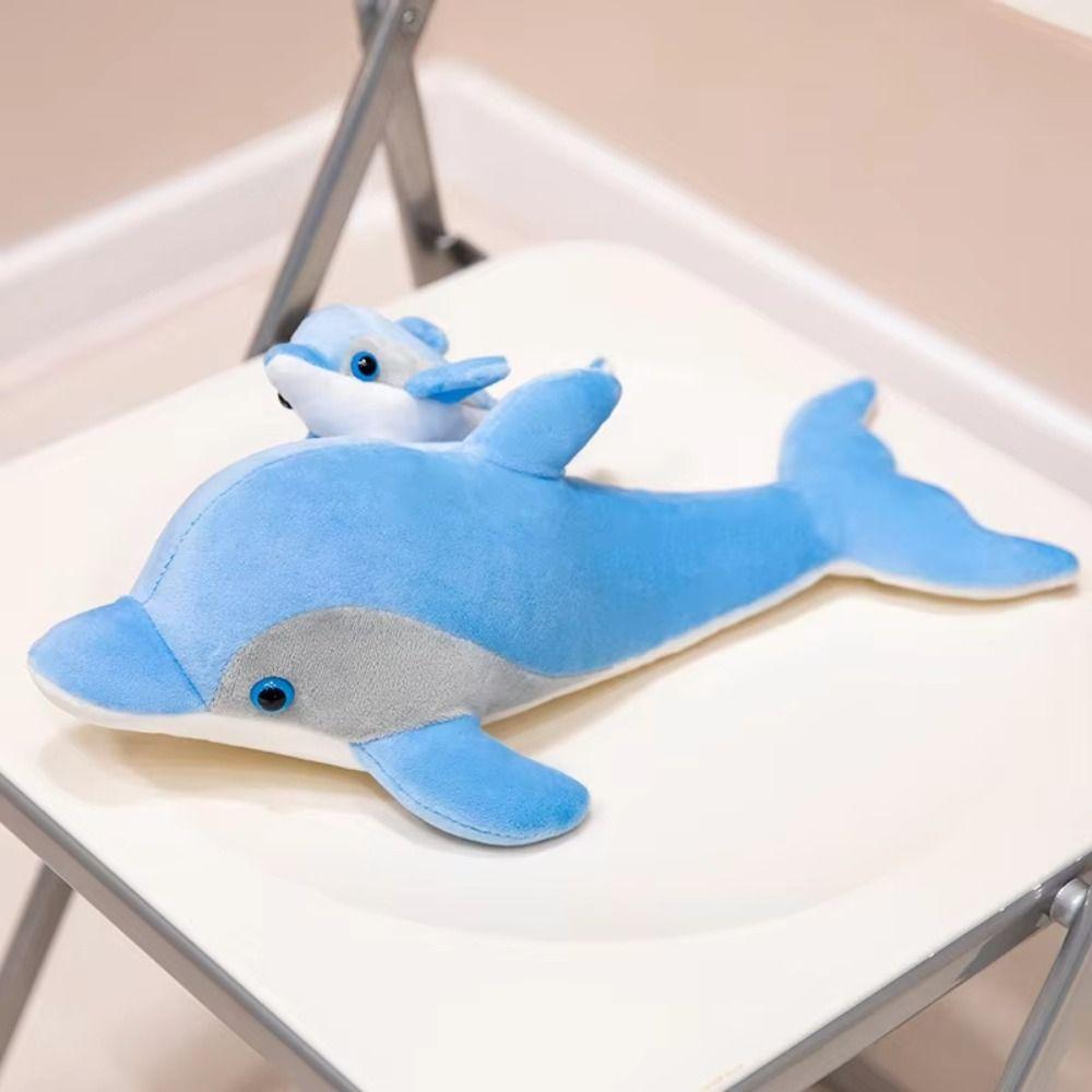Marine Life Dolphin Mom-Child Stuffed Toys Simulation Dolphin Sofa Pillow  Kids Birthday Christmas