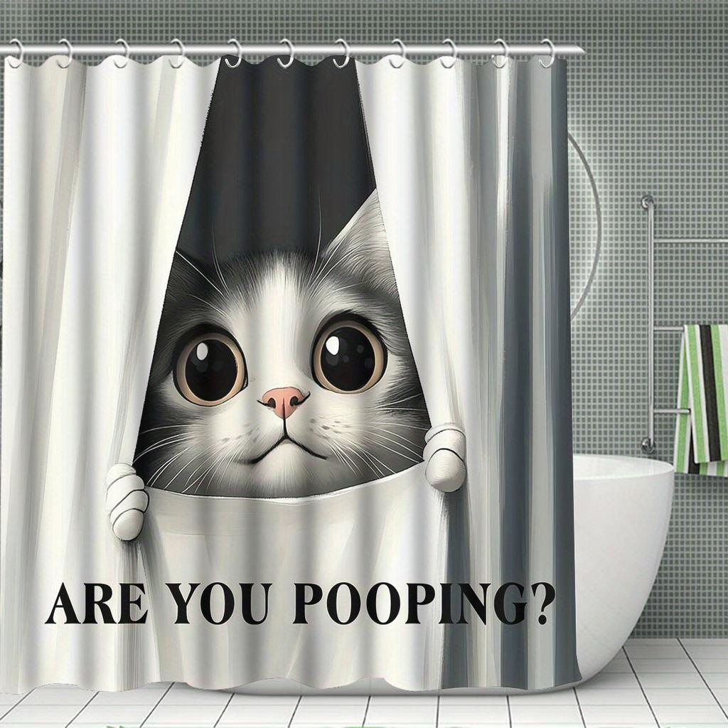 4 шт. Роскошный забавный кот водонепроницаемый комплект занавесок для душа декоративный набор для ванной комнаты нескользящий коврик для унитаза коврик для ванной и 12 крючков