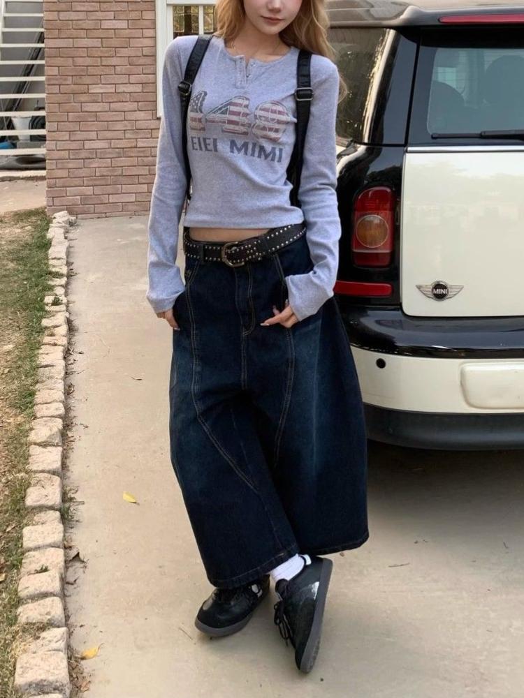 90s Plus Size American Embroidery Stitched Jeans Women Summer Loose Retro High Waisted Pants Y2k Design Wide Leg Cropped Shorts