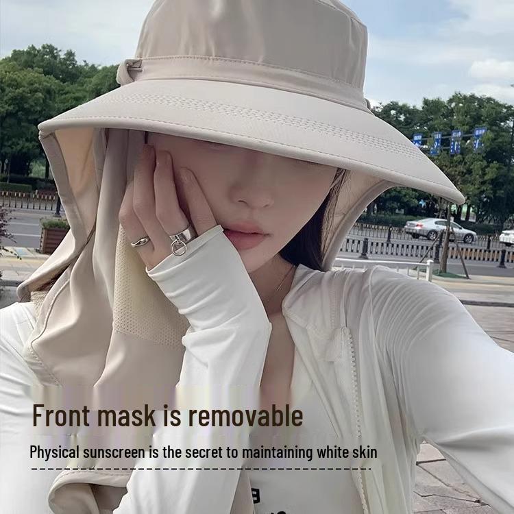 Women's Summer Sun Hat with Breathable Face Mask & Neck Protector, Anti-UV Outdoor Protection