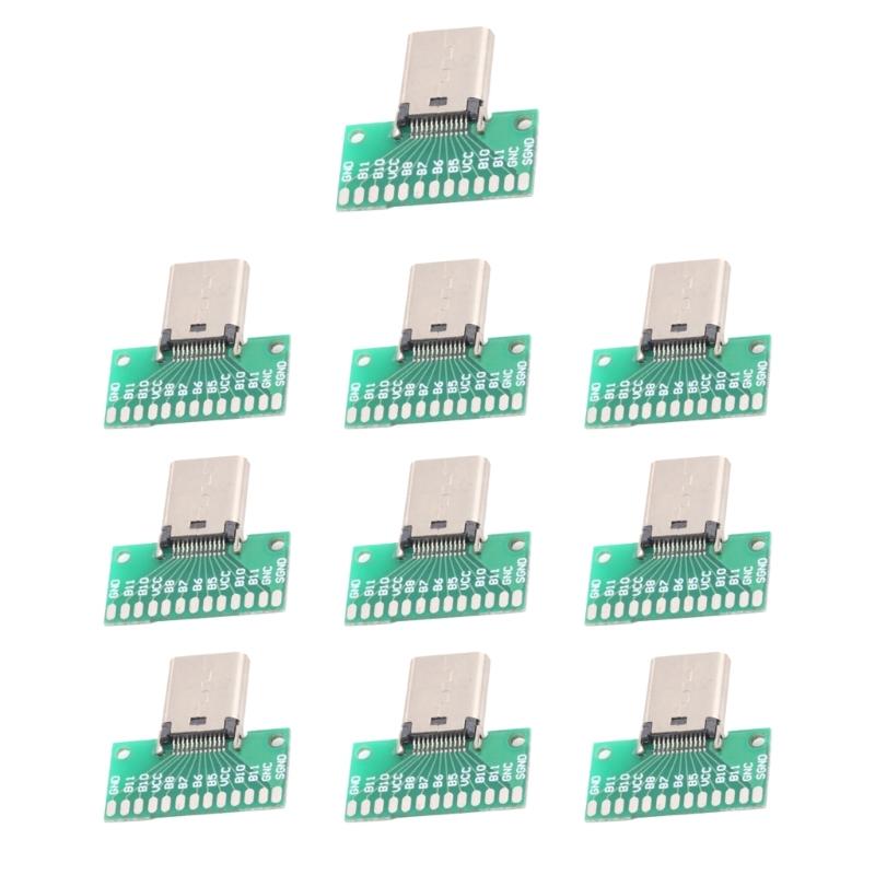 24-контактная паяльная плата PCB Type C Female USB 3.1 Тестовая плата Скорость 10 Гбит/с Передача данных Обновления для устройств Отладка