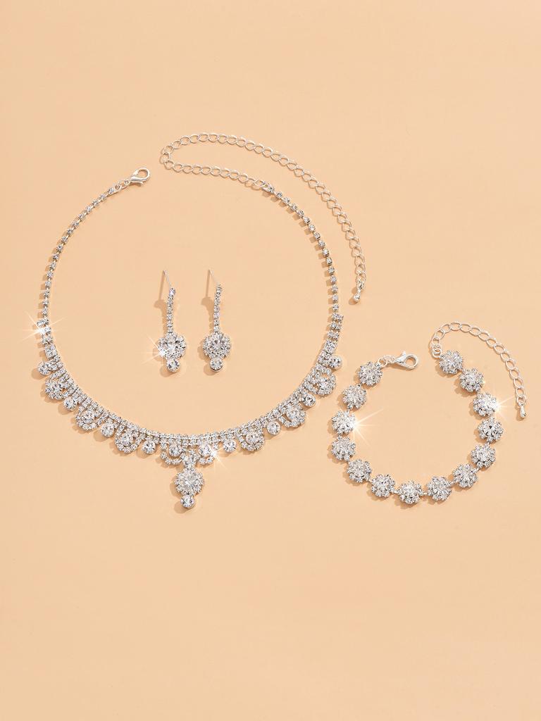 4 шт. женский модный цирконовый набор страз женские серьги ожерелье браслет цирконовый набор свадебное платье банкетная вечеринка аксессуары