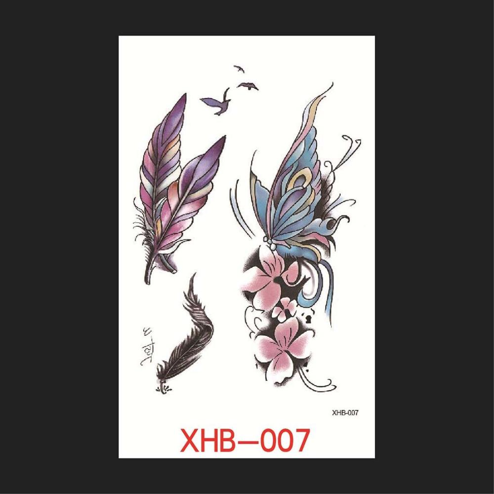 Lasting Leg Body Art Temporary Decal Black Rose Butterfly Design 3D Body Tattoo Sticker Cover Scars