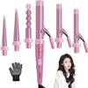 Janelove Щипцы для завивки волос Набор щипцов для завивки волос Регулировка температуры Быстрый нагрев в течение 30 секунд Розовые щипцы для завивки волос Щипцы для завивки волос Curl 6-в-1 80℃-230℃