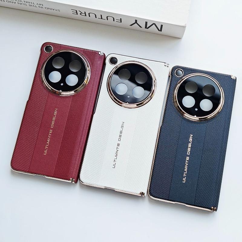 Чехол для OPPO Find N6 Матовая полоска Искусственная кожа Защита камеры Гальваническое покрытие Оснащен защитой центрального шарнира