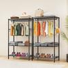 Metal Garment Rack Clothes Rack For Hanging Clothes Adjustable Wire Clothing Rack With Storage Shelves And Hang Rod