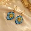 Medieval Earrings Flower New Chinese Style Glazed Stamen Retro Stud Earrings Niche Design Court Style Earrings Women