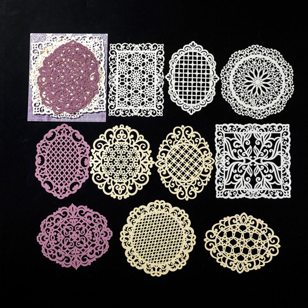 10pcs/pack Hand Made Hand Lace Lace Paper Hollow Out Collage Paper DIY Scrapbooking Background