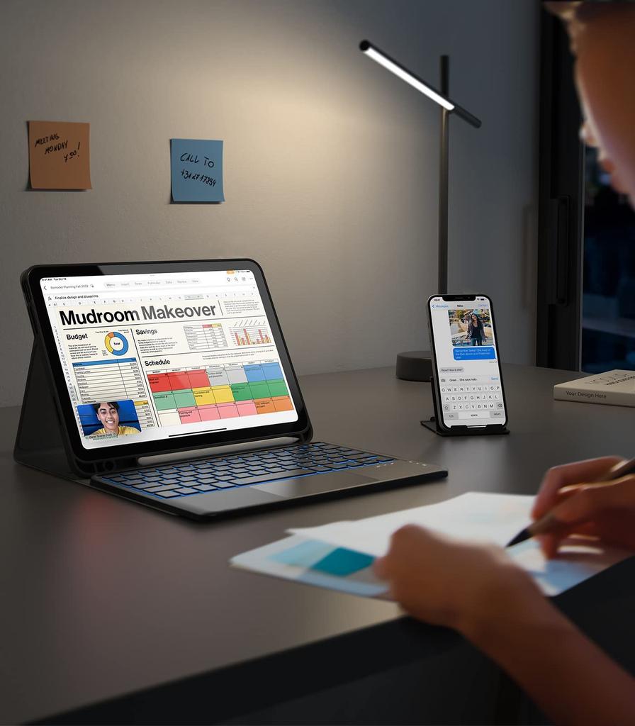 Чехол-клавиатура для iPad 9-го поколения 8-го поколения 7-го поколения Съемная клавиатура 7-цветная подсветка с сенсорной панелью Съемная крышка-клавиатура для iPad