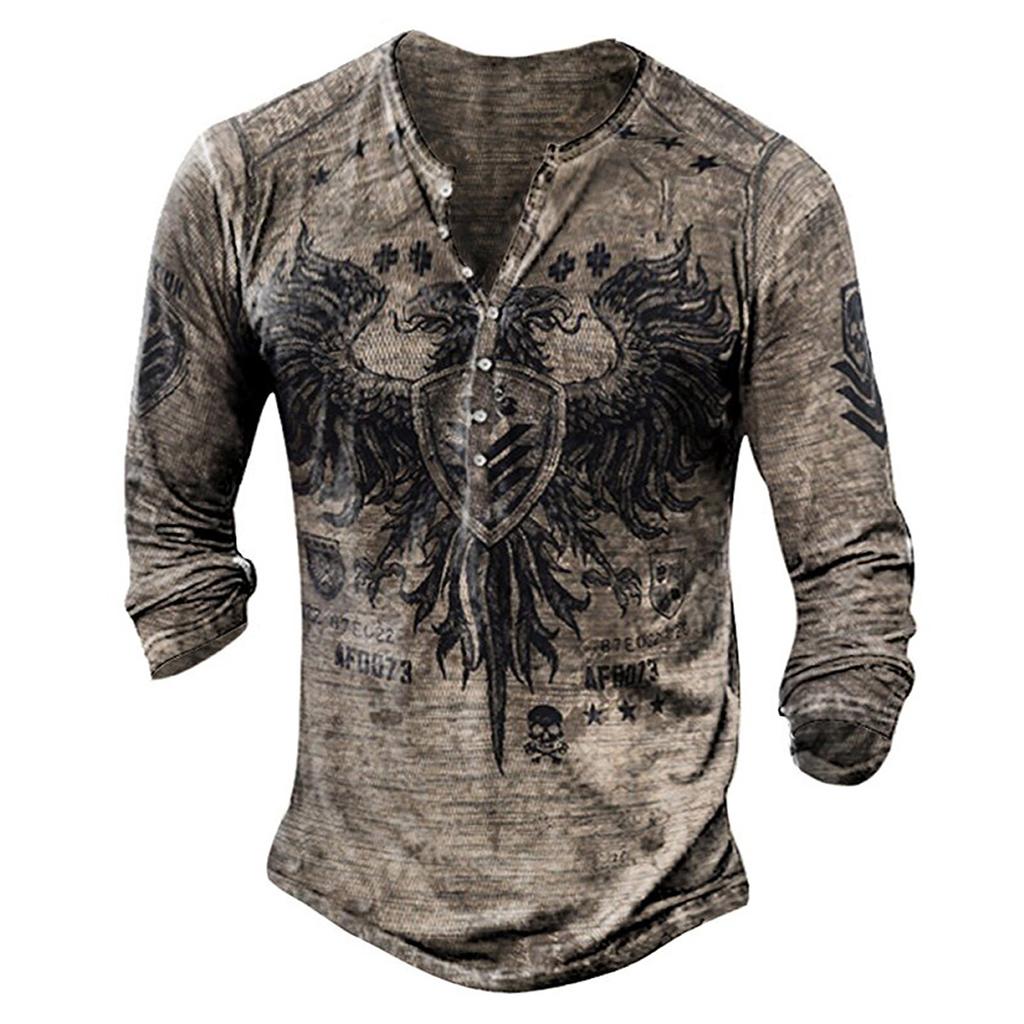 Men's Long Sleeve Punk Style Fashion T-Shirt Spring and Autumn Causal Vintage T Shirts