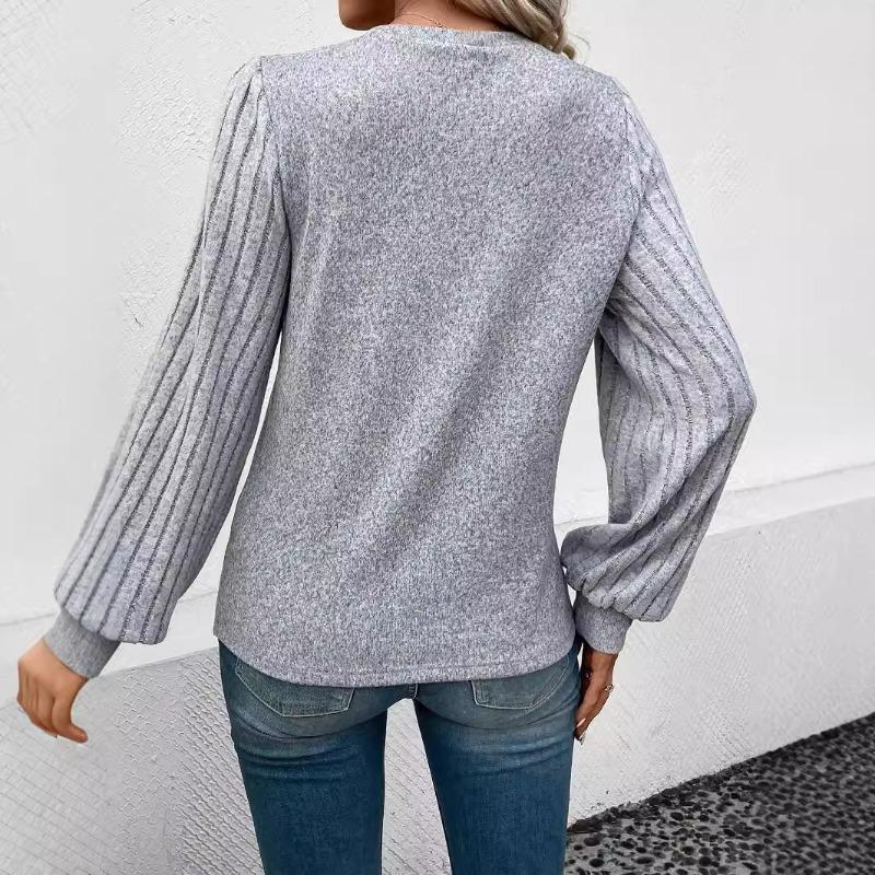 Women's Autumn Round Neck Long Sleeve T-shirt Solid Color Casual Versatile Top