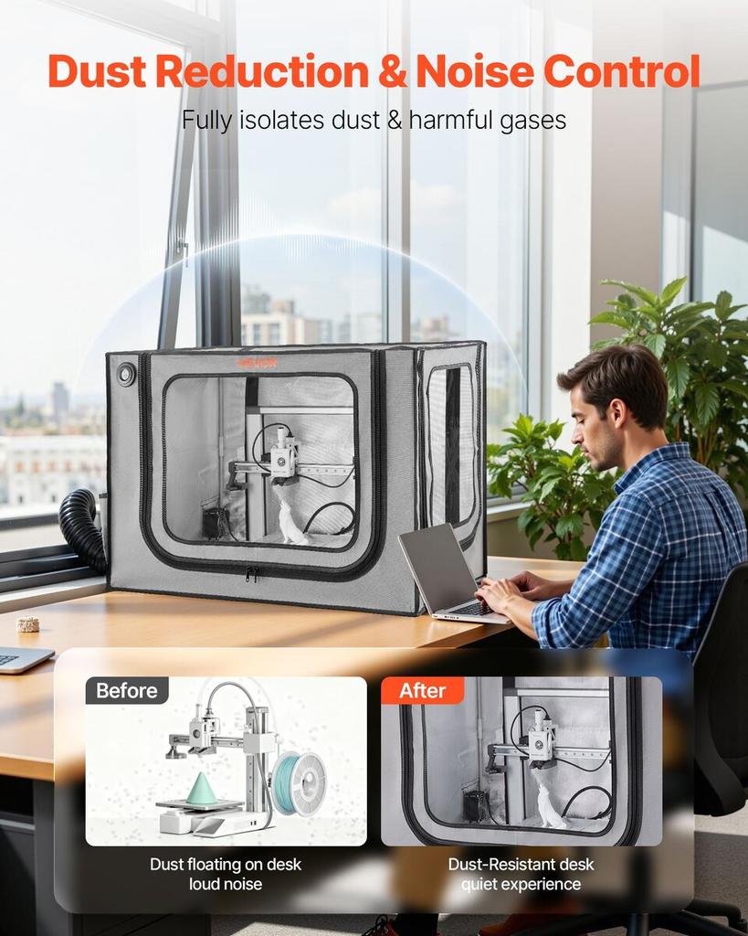 3D Printer Enclosure with Ventilation, Dustproof Waterproof Large Size 600D Oxford Cloth 3D Printer Tent, Constant Temperature Protective Case with