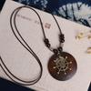 Elephant Leaf Flower Bird Rose Long Sweater Chain Women Necklace Party Jewelry Round Wood Necklace