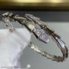 18k Rose Gold Snake Jewelry Bracelet with Diamond-Set Head and Tail
