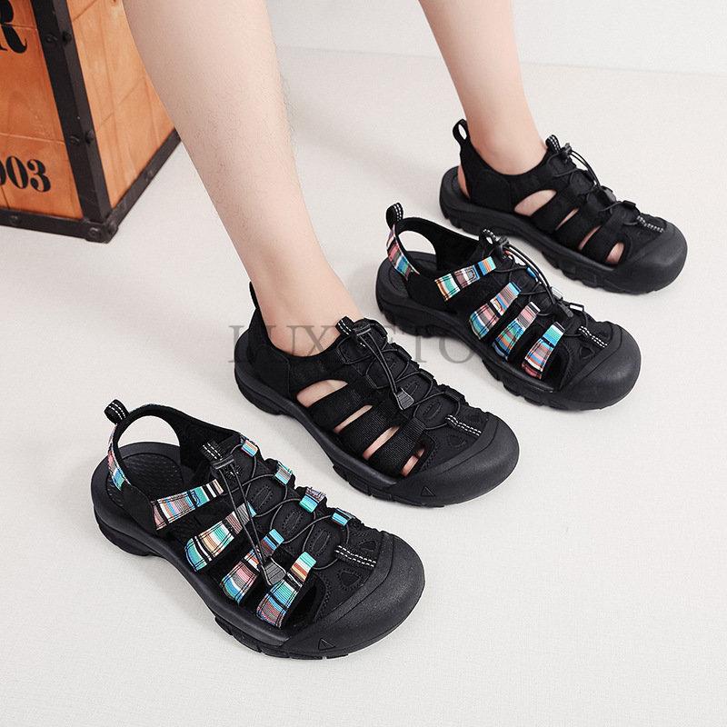 Летние женские сандалии из натуральной кожи, модный дизайн, дышащая повседневная обувь, мужские сандалии для пляжа с мягкой подошвой, большой размер 36-46