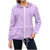 Women's Fashion Solid Color Zipper Hoodie Outdoor Hiking Rainproof Jacket