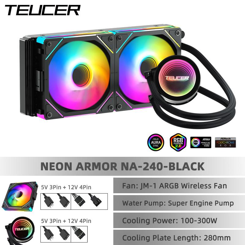 TEUCER CPU Водяное охлаждение с вентилятором JM-1 Все в одном Жидкостное охлаждение CPU 240мм/360мм ARGB Радиатор с водяным охлаждением для материнской платы X99
