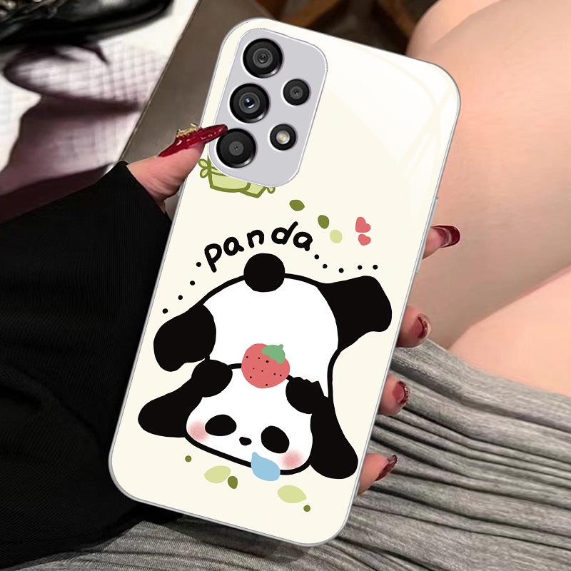 Подходит для Samsung S10/S20 Ультра милый чехол Panda Liquid Glass - забавный дизайн национального достояния, защита от падений