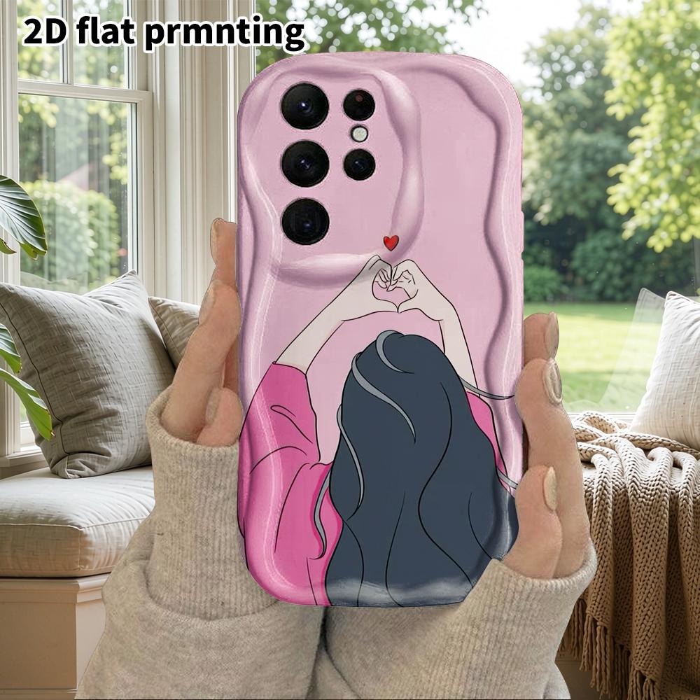 Phone Case: 2D Flat Samsung Galaxy A34 A35 M05 M06 S20 S22 S21 FE Plus 5G Protective Case, Couple Style, Girl Back View, Christmas and Halloween Gift