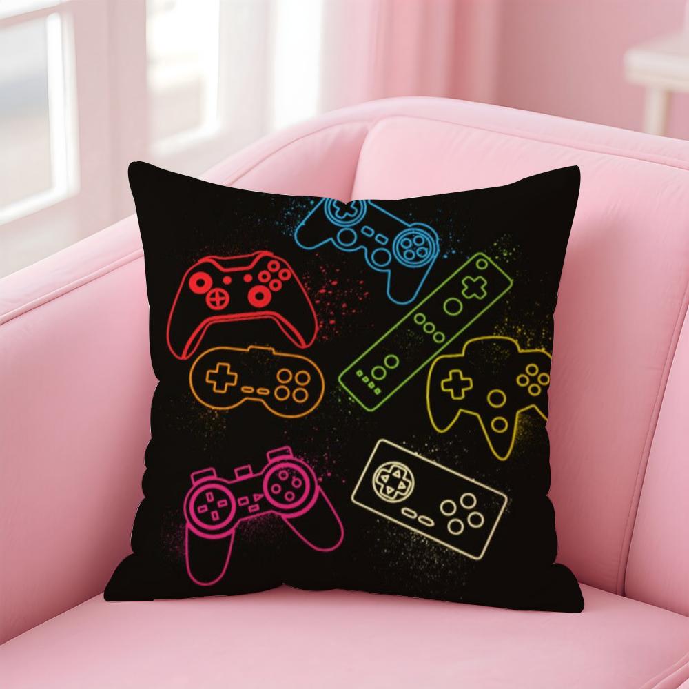 Colorful Graffiti Game Gamepad Cushion Cover Linen Pillowcase Cover Soft Decor for Sofa Home Room