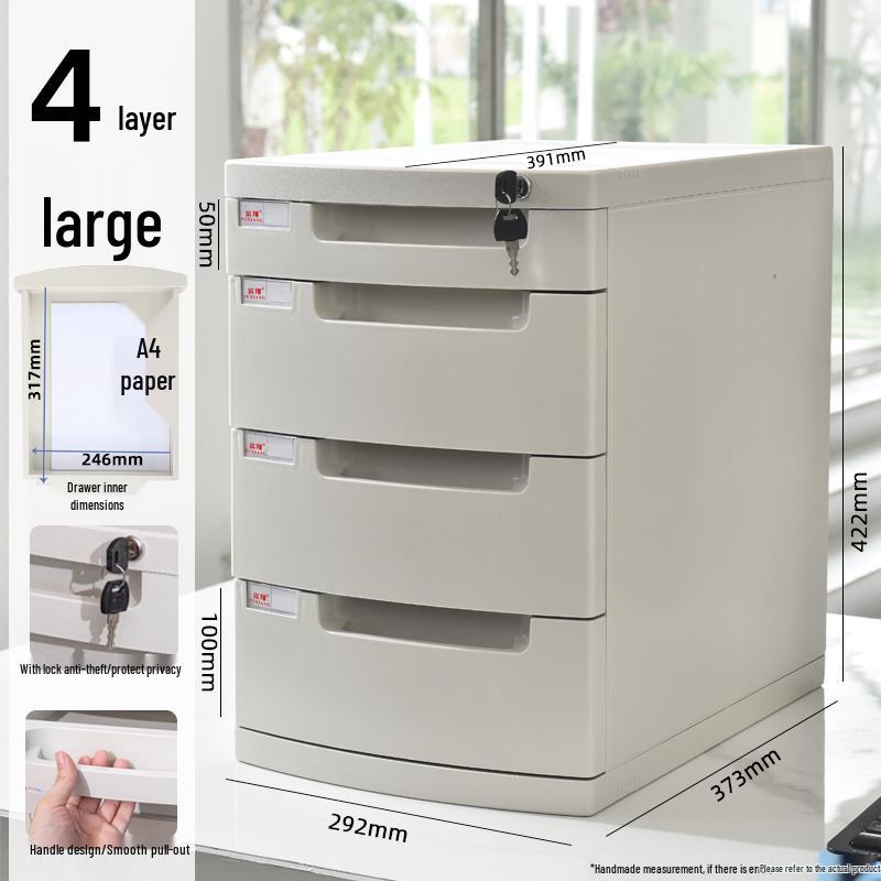 Lockable Multi-Layer A4 File Cabinet Drawer - Plastic Office Storage Box