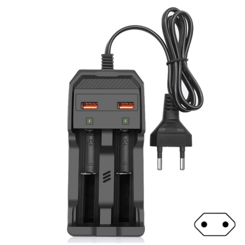 Зарядное устройство для аккумуляторов 18650, 2 отсека, зарядное устройство с USB-портом для аккумуляторов 26650/21700/18650/18500/16340