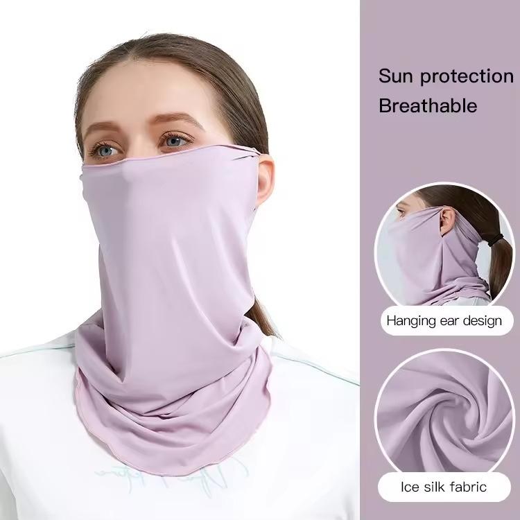 Women UPF50 Sunscreen Mask Outdoor Activities Ice Silk Face & Neck Cover Bandana with Instant Cooling 4-Way Stretch for Cycling