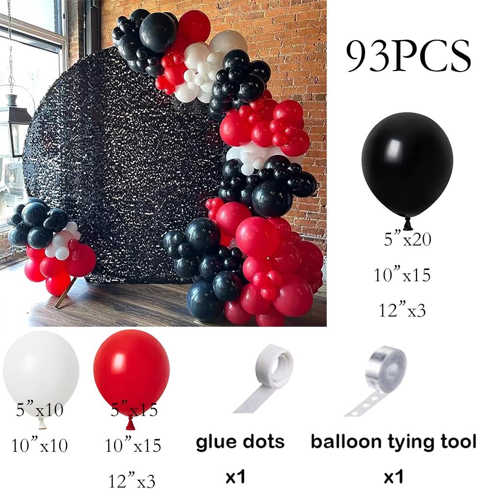 Black Red Balloons Garland Kit 2026 New Year Party Decor Balloon Arch Birthday Party Baby Shower Wedding Anniversary Decoration