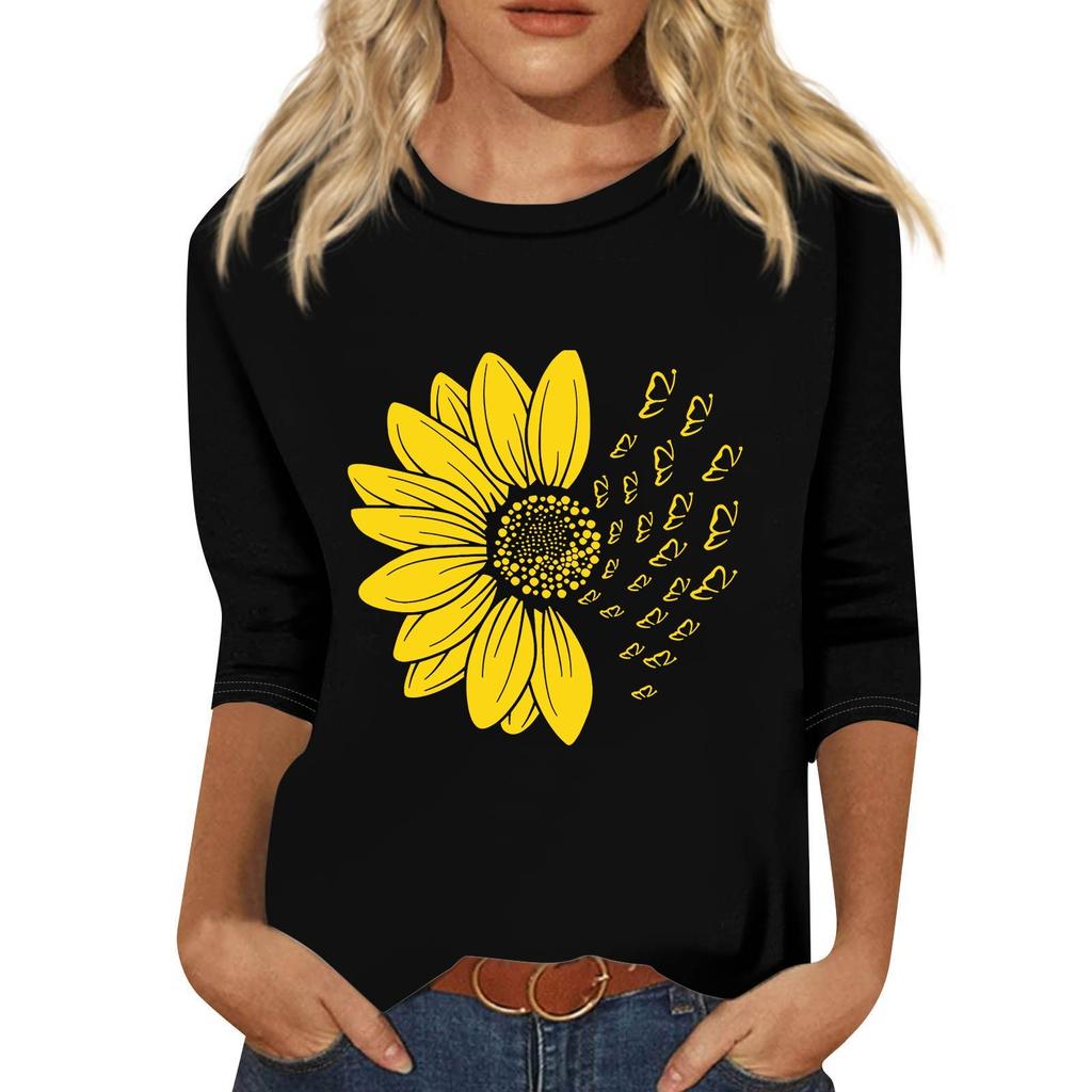 Женский модный свободный повседневный пуловер с принтом и круглым вырезом, рукав три четверти