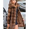 2024 New Women's Character Elegant Splicing Loose Commuting Medium-length Nightclub Mink Medium-length Black Belt Warm Luxury Imitation Mink Hair Coat