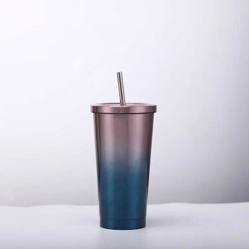 500 мл нержавеющая сталь вакуумная трубочка кружка для сока кофе кружка с крышкой портативная двухслойная изоляционная бутылка для домашнего питья