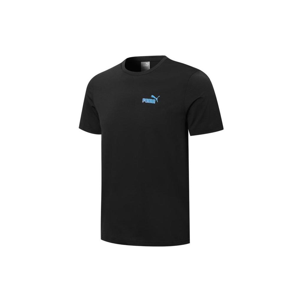 Puma Large Logo Back Crew Neck Casual Short Sleeve T-Shirt Unisex Tops Black 671961-01