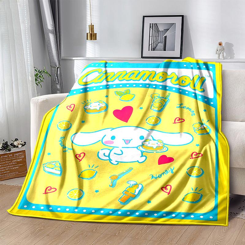 1pc Cinnamoroll's Sweet Lemon Honey Adventure Cartoon Blanket, Seasonal Home Decor Gift, Living Room, Travel, Camping, Car Blankets, Beach, Office Nap